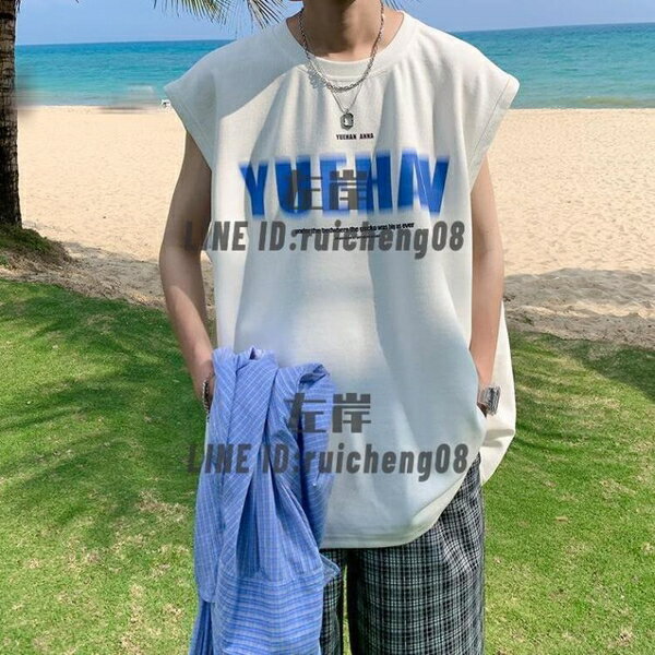 美式背心男夏季大碼無袖t恤健身籃球美式復古潮牌寬鬆運動坎肩T恤【雲木雜貨】