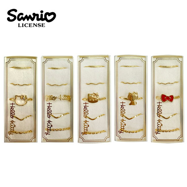 【日本正版】凱蒂貓 造型戒指 5入組 韓國製 戒指組 尾戒 Hello Kitty 三麗鷗 Sanrio