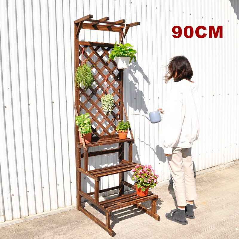 盆裁架/階梯花架 實木網格戶外花架60cm【LOGIS邏爵】【FF60/FF90 】