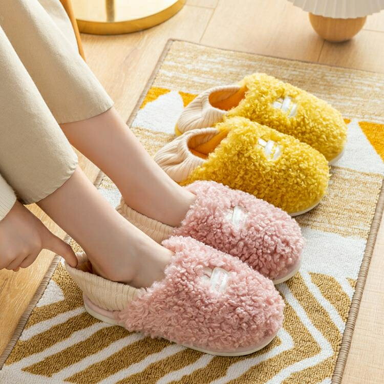 買一送一絨毛 月子鞋包跟秋冬產后冬季棉拖鞋家用家居毛拖鞋女可愛冬天居家棉鞋-米蘭街頭