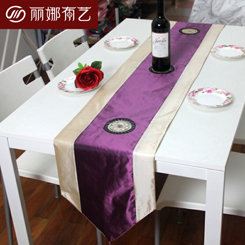 現代簡約歐式美式中式太陽花刺繡桌旗鞋櫃茶幾餐桌旗布床旗床尾巾