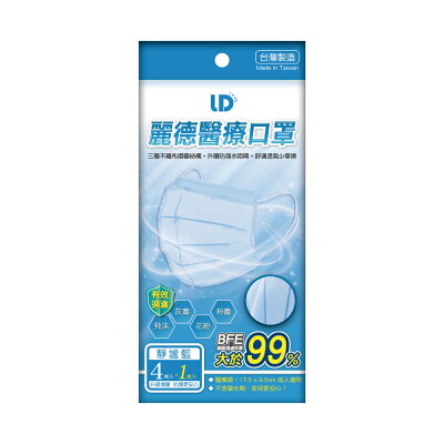 麗德 成人醫療口罩-藍色 (5入/包) 【杏一】