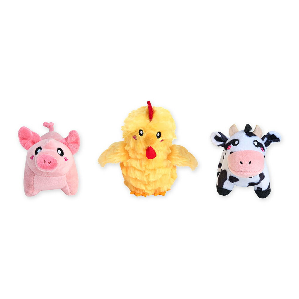 【SofyDOG】ZippyPaws 毛茸茸夥伴-小豬&小雞&小牛 狗狗玩具 寵物玩具 發聲玩具 毛絨玩具