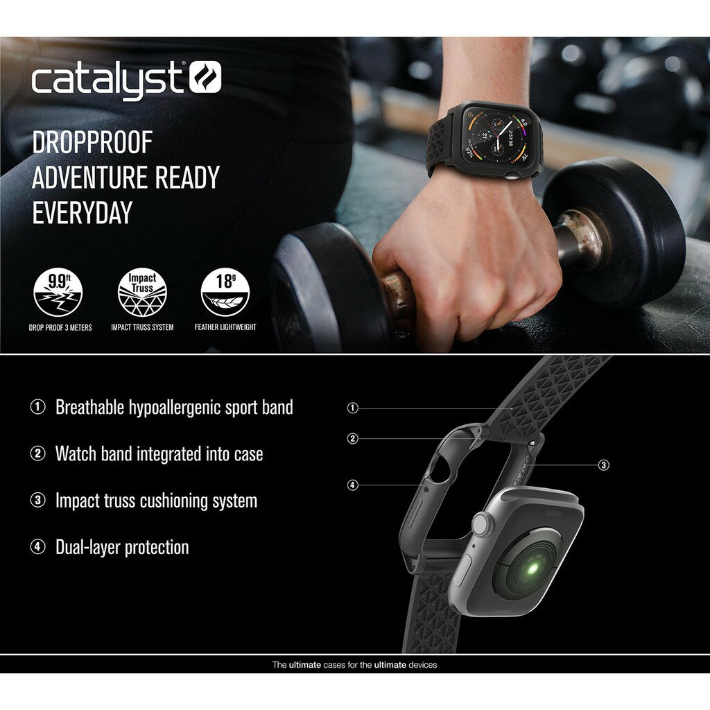 【磐石蘋果】CATALYST FOR APPLE WATCH SERIES 4 44mm 耐衝擊防摔保護殼(含錶帶) 4