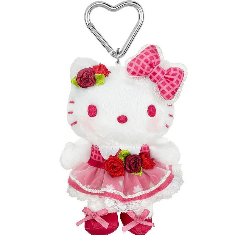 【震撼精品百貨】Hello Kitty 凱蒂貓~日本三麗鷗sanrio KITTY造型絨毛娃娃吊飾-紅玫瑰*72664
