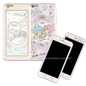 【Sanrio 】iPhone 7 (4.7吋) 雙面強化玻璃彩繪保護貼-kikilala