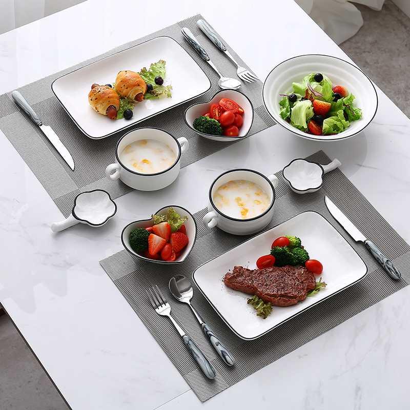 北歐西餐餐具餐盤簡約創意網紅家用早餐盤牛排刀叉盤子全套套裝