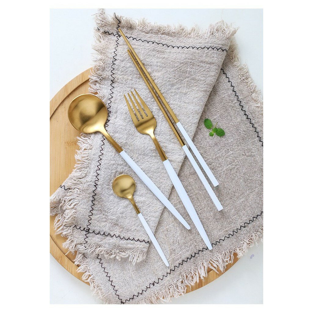 [現貨]304不鏽鋼餐具 餐刀 湯匙 甜點叉 筷子 環保餐具組 歐式貴族不鏽鋼鈦金餐具 2