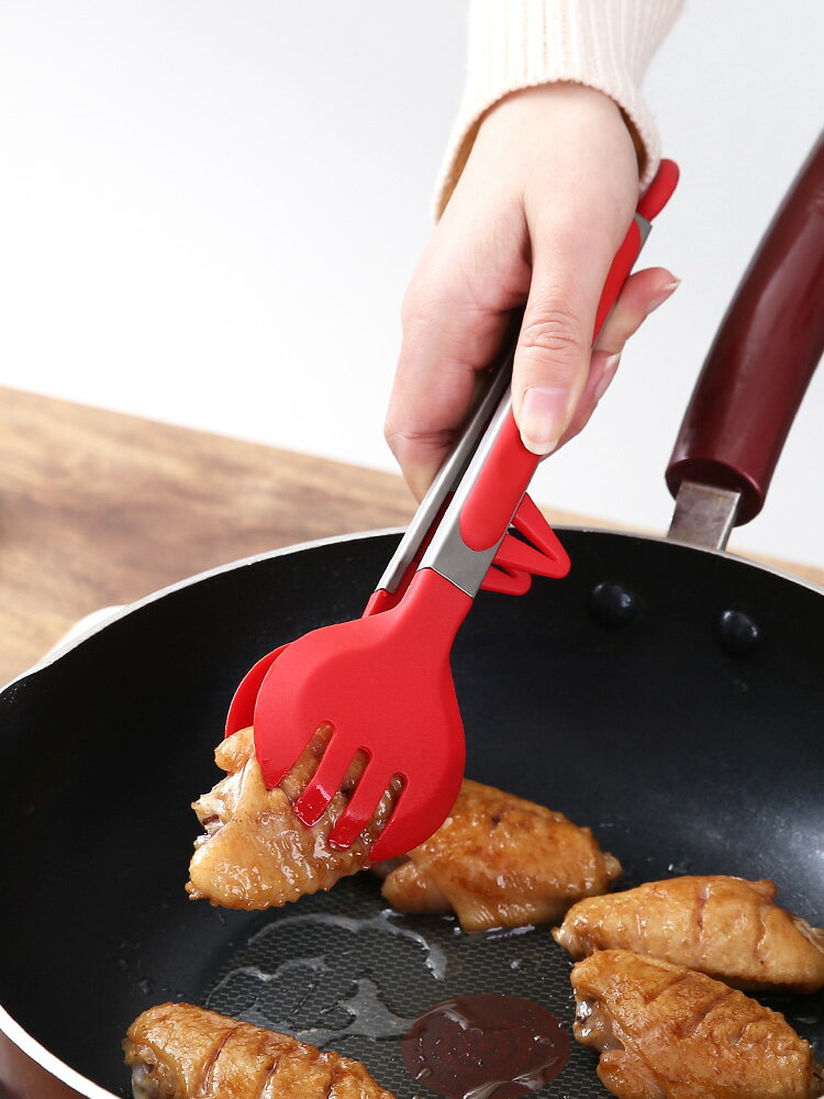 加長烤魚烤肉夾子帶腳食品夾家用燒烤麵包食物夾防燙煎牛排炒菜夾1入