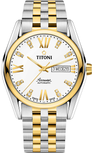 TITONI 梅花錶 Airmaster 空霸Day-Date機械腕錶(93709SY-385)-40mm-白面鋼帶【刷卡回饋 分期0利率】【跨店APP下單最高20%點數回饋】