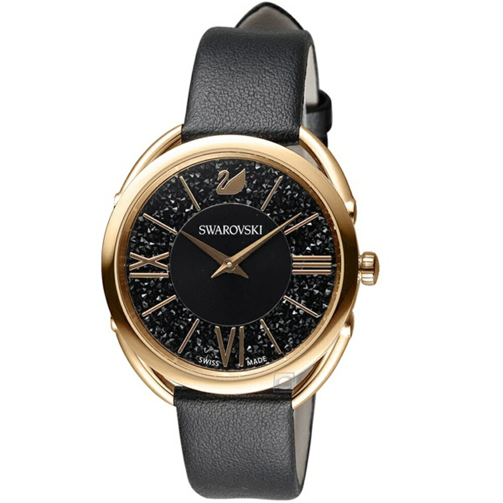 SWAROVSKI 施華洛世奇Crystalline Glam腕錶(5452452)-35mm-黑面皮革【刷卡回饋 分期0利率】【APP下單22%點數回饋】