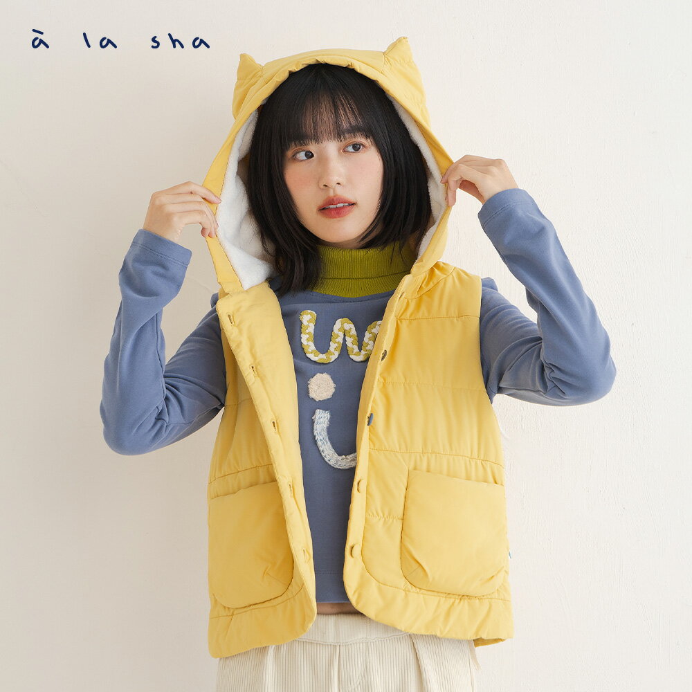 a la sha 貓耳連帽鋪棉背心