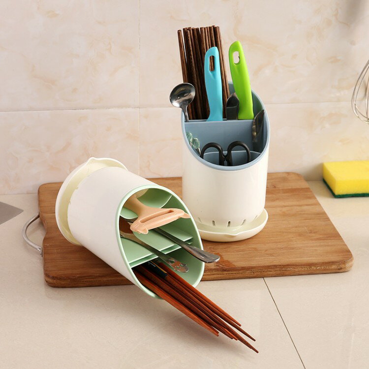 塑料瀝水筷子桶勺子置物架筷籠放筷子筒多功能家用收納盒廚房用品