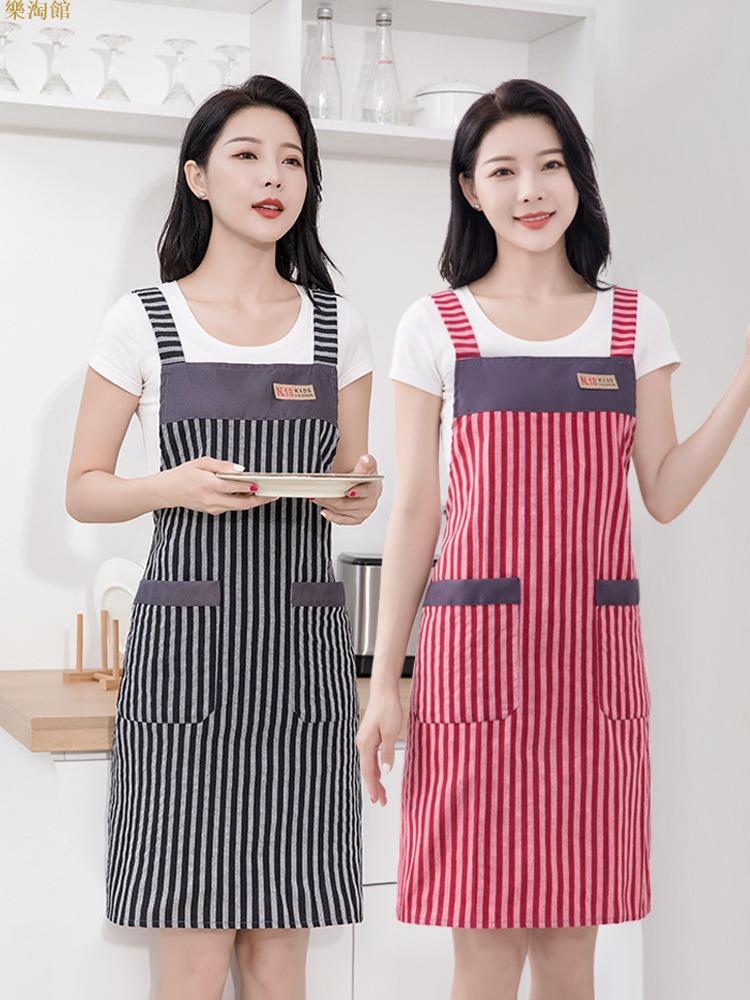 2023新款棉布透氣家用廚房圍裙背帶圍腰網紅罩衣女時尚做飯工作服