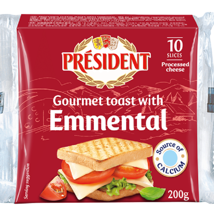 法國President總統牌 吐司艾曼塔切片乳酪200g (10片)/包