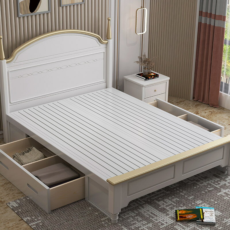 優樂悅~現代簡約兒童床實木1.5米單人床1.2米學生男孩1.35米小戶型儲物床