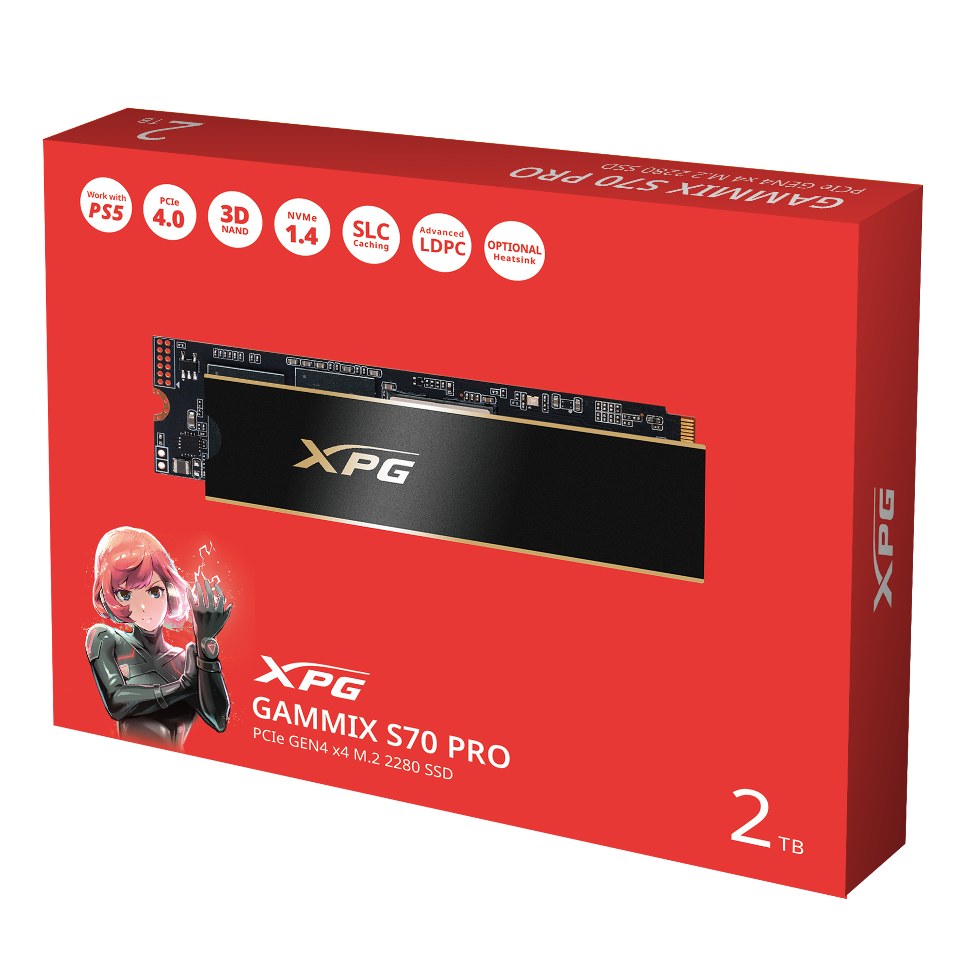 [TW直購] ADATA威剛 GAMMIX S70 PRO 2TB/Gen4 PCIe 4.0 M.2 2280固態硬碟/五年保 PS5 SSD TC
