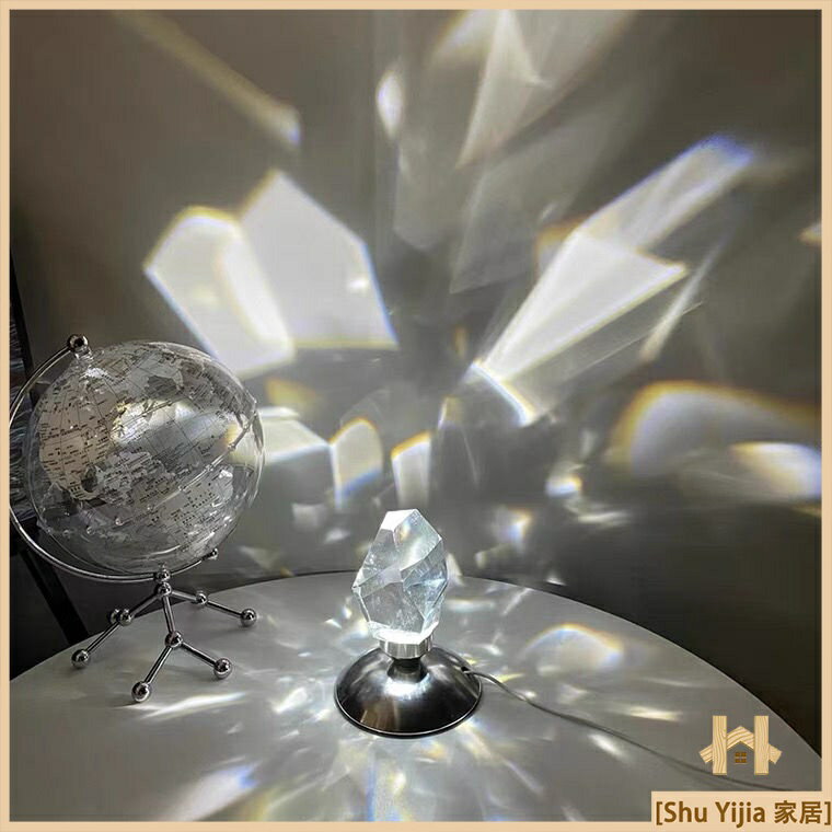 [Shu Yijia 燈飾] 新款ins小紅書網紅光影鑽石水晶檯燈床頭臥室插電簡約氛圍小夜燈