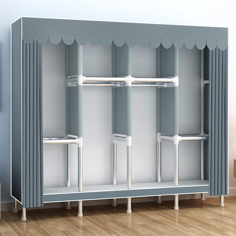 簡易衣柜家用臥室出租房用現代簡約布衣柜子鋼管收納經濟型掛衣櫥