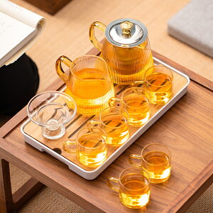 耐高溫玻璃茶具套裝家用現代簡約功夫茶辦公會客小型茶盤茶壺茶杯