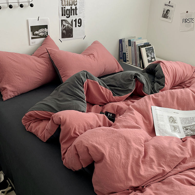 秋季新色系水洗棉四件床包組 豆沙深灰純色有單人款