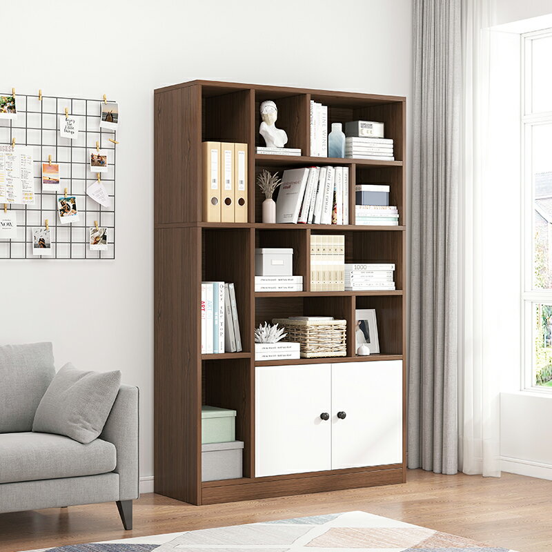 書架簡易家用臥室落地靠墻置物架客廳現代簡約收納柜多層儲物書柜