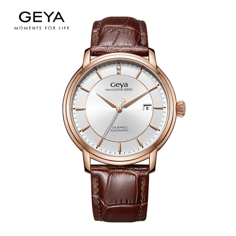 【現貨】【機械魅力品位立顯】GEYA/格雅 男士經典復古氣質真皮機械腕手錶G08211【北歐家居生活】