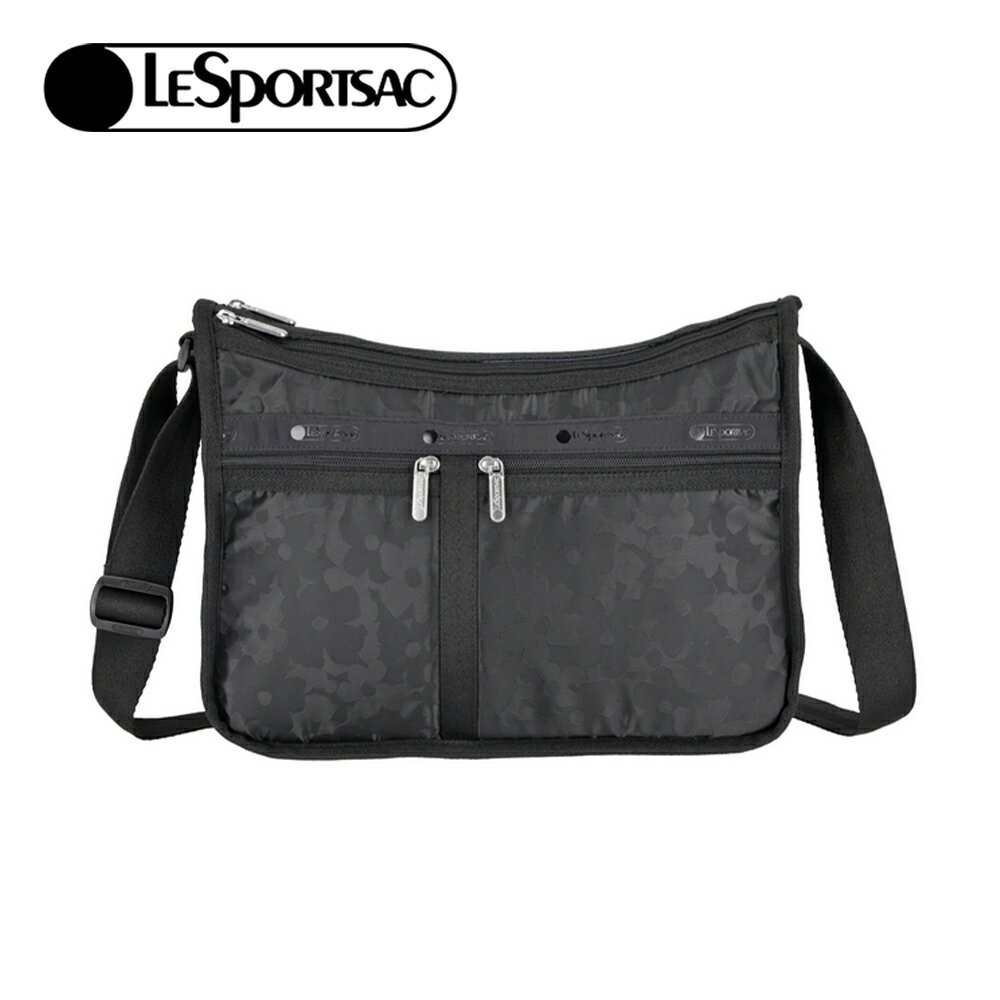 LeSportsac 2025夏季新品 Deluxe Everyday Bag 奢華斜背包(7507) HD72黑色花卉