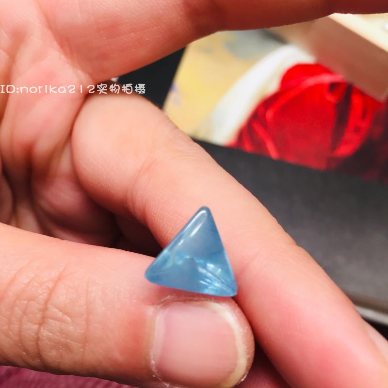 DIY飾品配件 天然清透海藍寶石無最佳化粽子小三角無打孔小裝飾