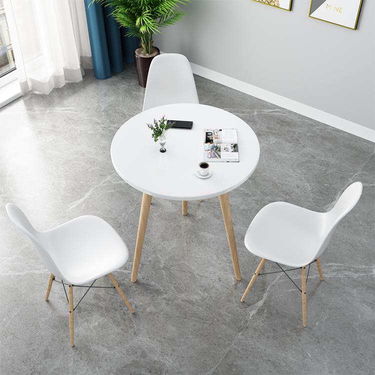 北歐小圓桌子椅組合簡約現代小圓形茶幾白色陽臺桌椅歐式洽談臥室 領券更優惠
