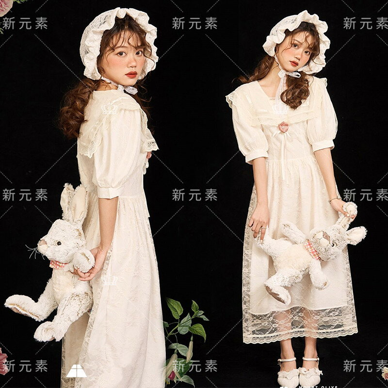 寫真服裝女影樓主題新款法式復古油畫連衣裙氛圍感人藝術照攝影