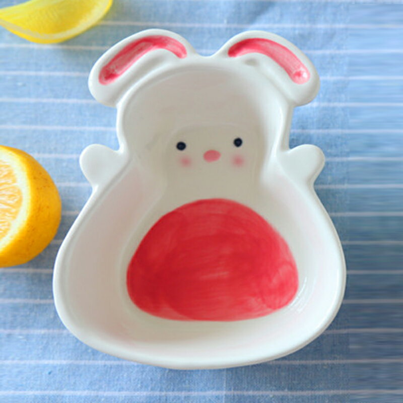 日式創意陶瓷可愛寵物兒童小卡通餐具家用早餐可愛的盤子碗勺套裝