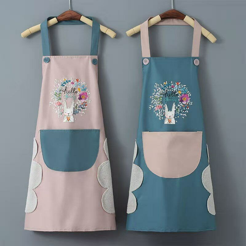 圍裙女廚房家用防水防油日系韓版時尚可愛做飯圍腰家務情侶工作服