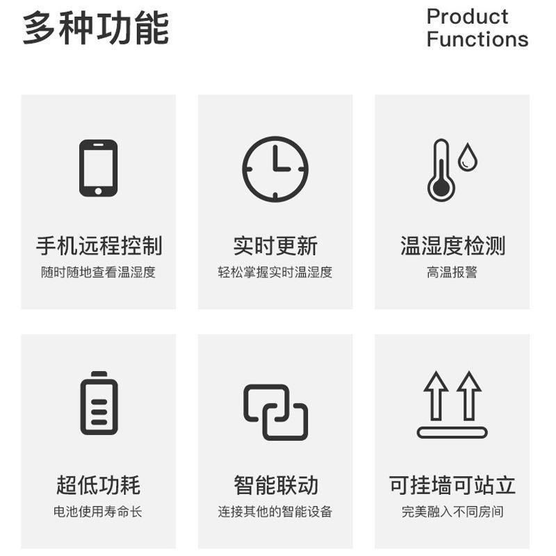 {台灣公司 可開發票}無線溫濕度傳感器遠程wifi涂鴉智能溫濕度計家用溫度計大屏室內 2