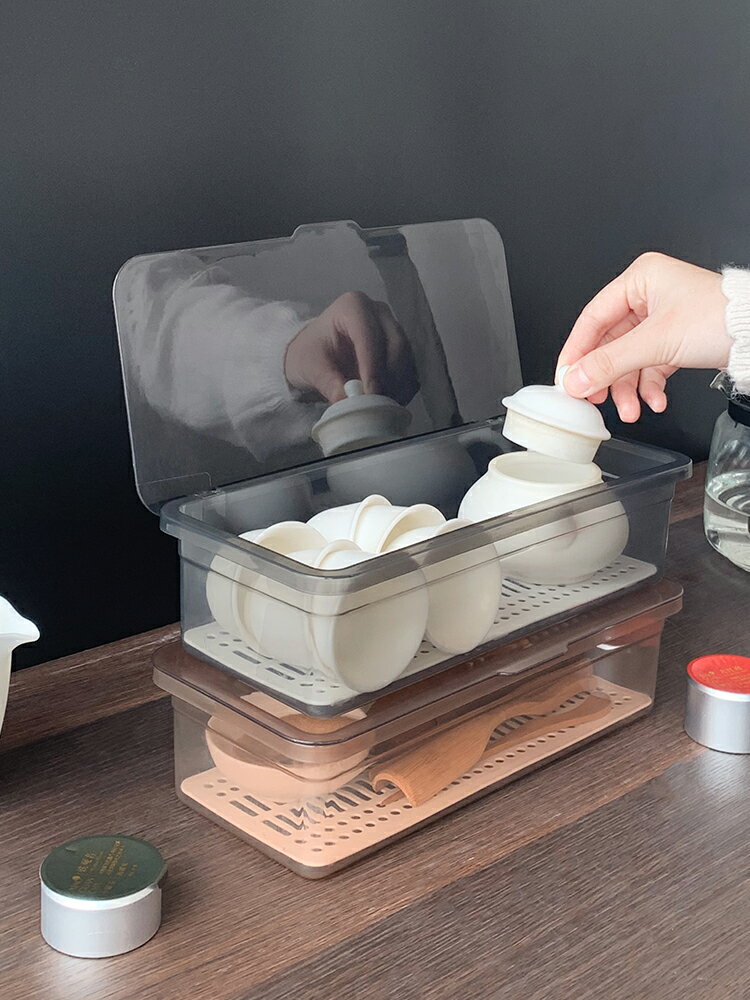 裝茶具的收納盒架防塵裝放杯子桌面家用辦公室茶盤功夫茶壺置物臺
