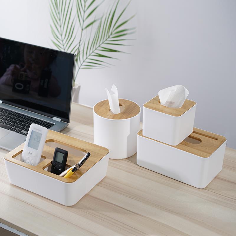 家用紙巾盒抽紙盒客廳創意可愛多功能遙控器餐茶幾收納盒卷紙抽盒♠極有家♠
