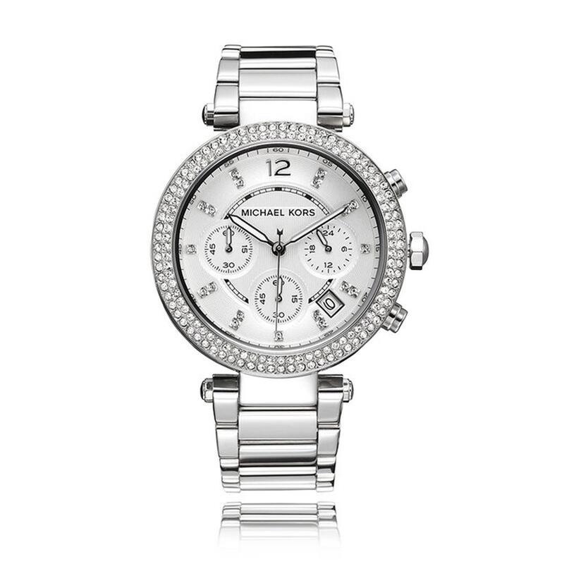 『Marc Jacobs旗艦店』美國代購 Michael Kors 奢華時尚銀色剛帶水晶鑲鑽腕錶