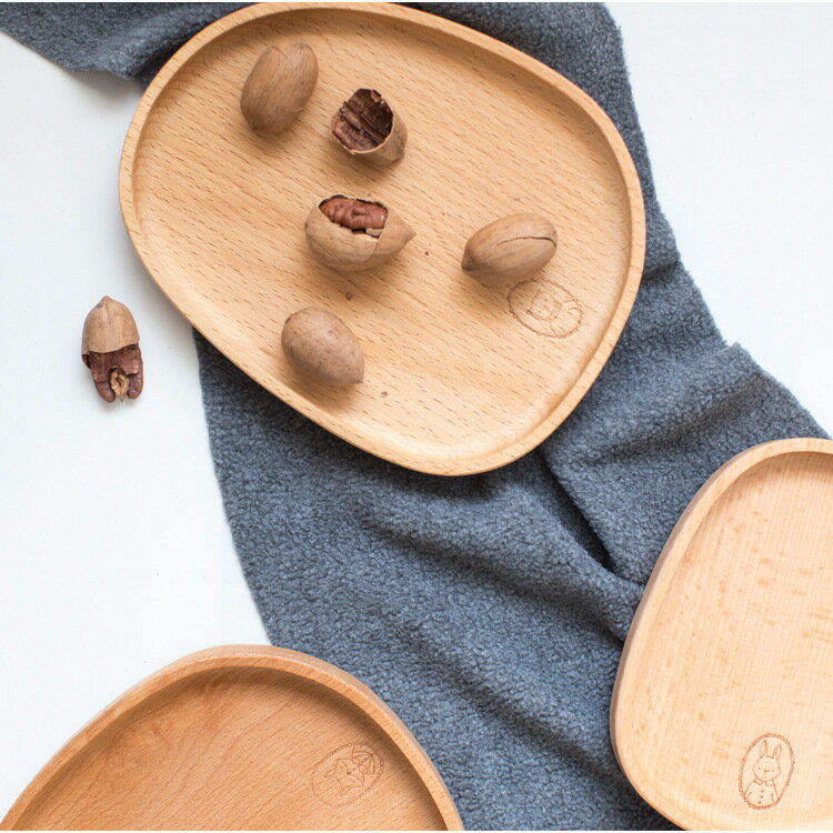 創意木質托盤家用零食水果盤實木干果點心盤茶盤