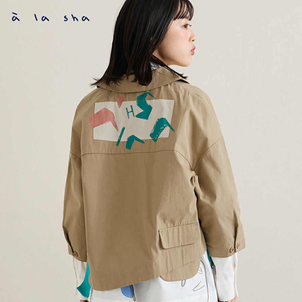 a la sha 多口袋七分袖外套 1