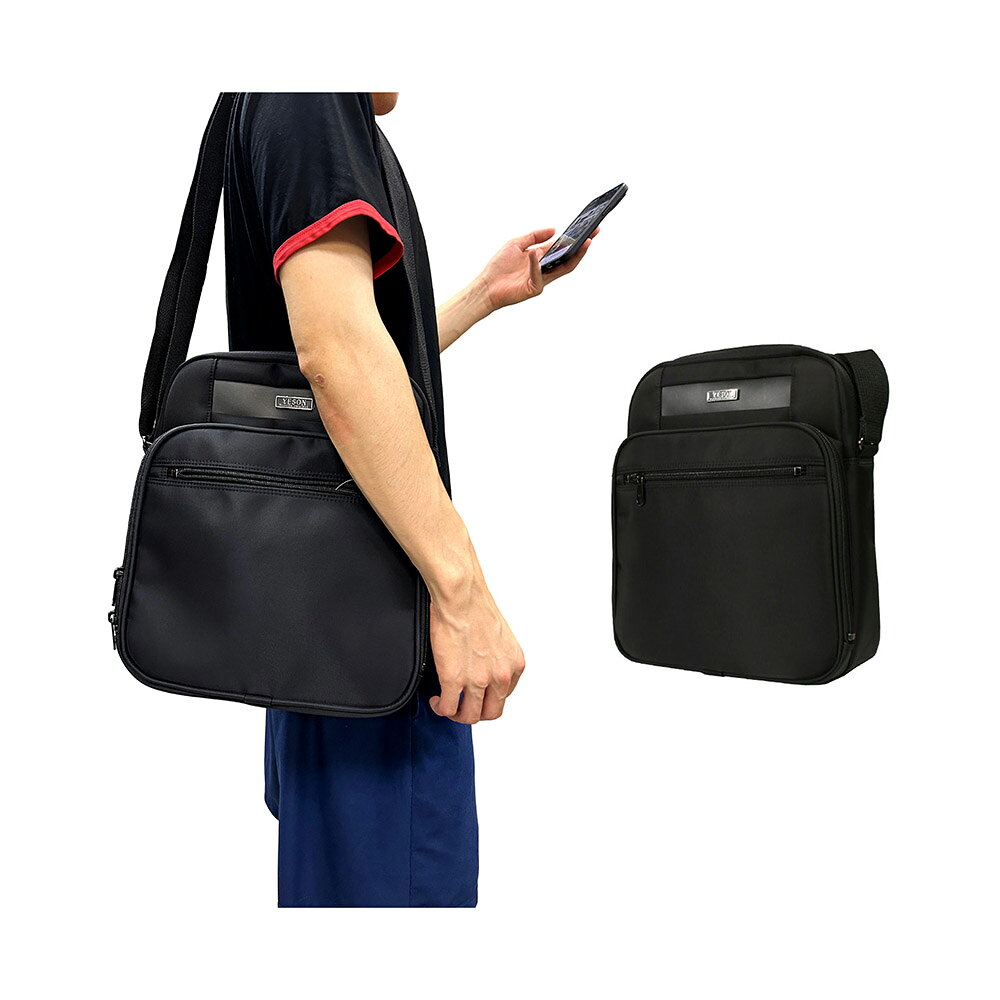 ~雪黛屋~YESON 肩背斜側高單數防水尼龍布工具大容量可放A4紙台灣製YKK拉練Y7628