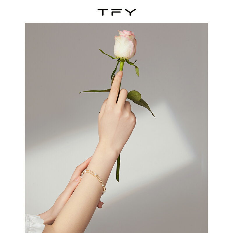 TFY淡水珍珠彈力手環簡約手鏈女夏ins小眾設計清新情侶手繩飾品女
