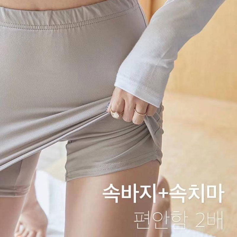 ANNAS 正韓發熱安全褲 雙層 安全褲 內搭褲 打底褲 防走光 短褲 熱褲 內褲 襯裙 棉質 彈性 磨毛 保暖 韓國 3