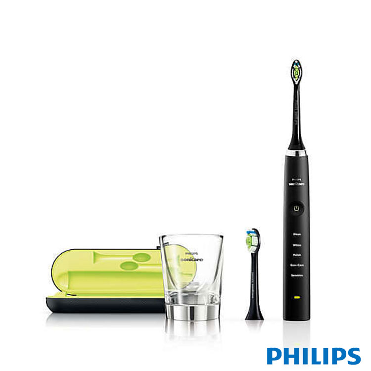 【飛利浦 PHILIPS】【加贈原廠裸刷x1+九件式修容組】Sonicare DiamondClean 黑鑽靚白音波震動牙刷(HX9352)