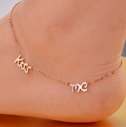 ★玫瑰金腳鍊 銀飾-KISS ME時尚流行母親節生日情人節禮物女飾品71ak69【獨家進口】【米蘭精品】