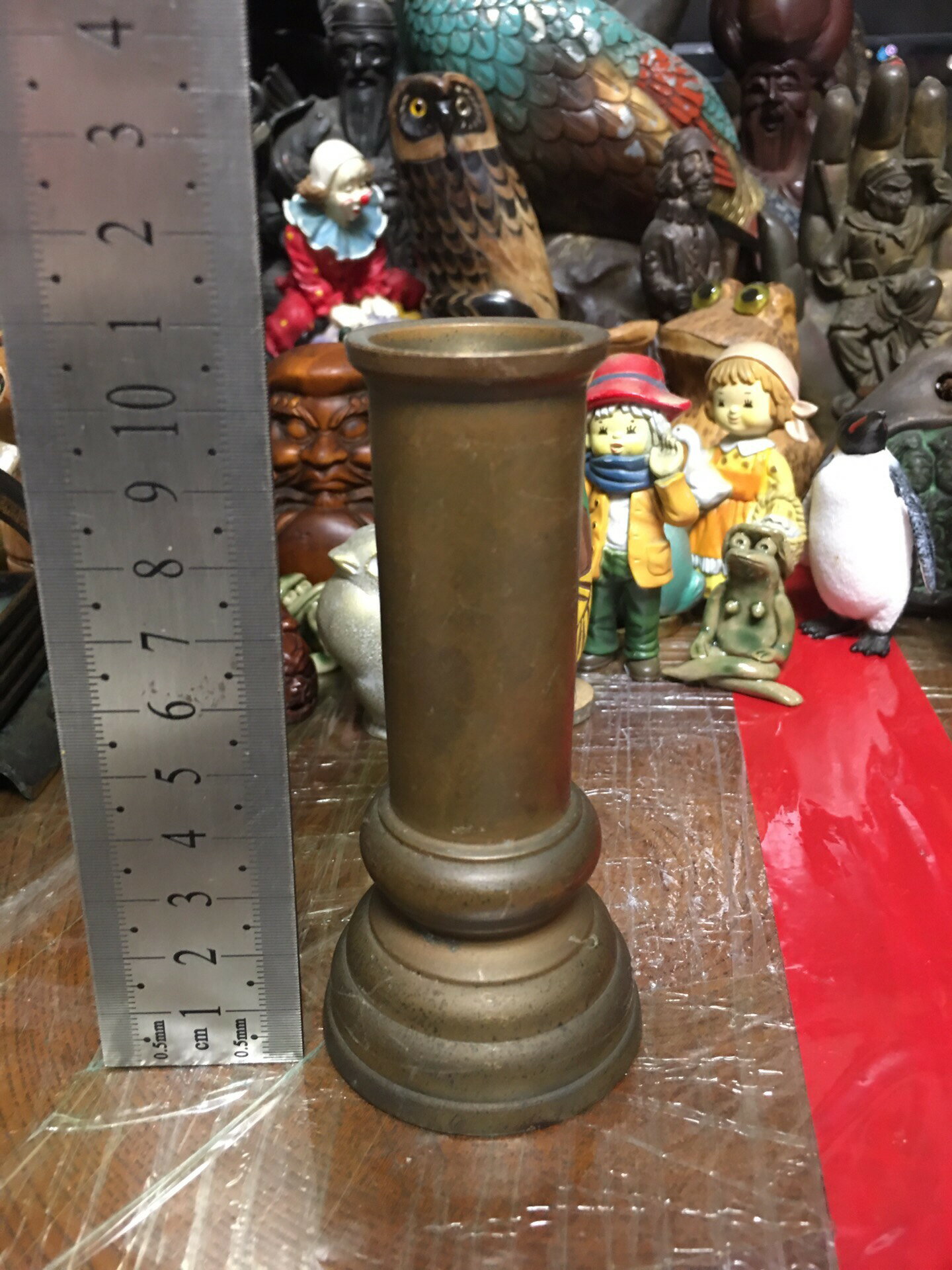 日本迴流銅香筒，老銅材質，可以當小花瓶使用，品相較好，高度約