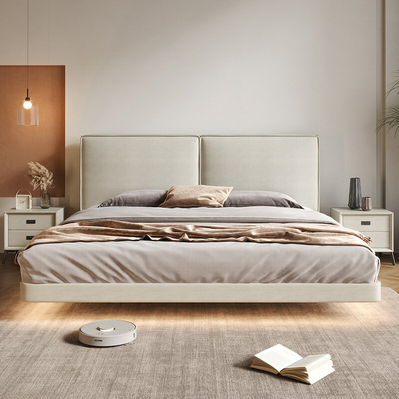 優樂悅~豆腐塊懸浮床意式極簡網紅雙人床1.8米現代簡約科技布1.5婚床主臥