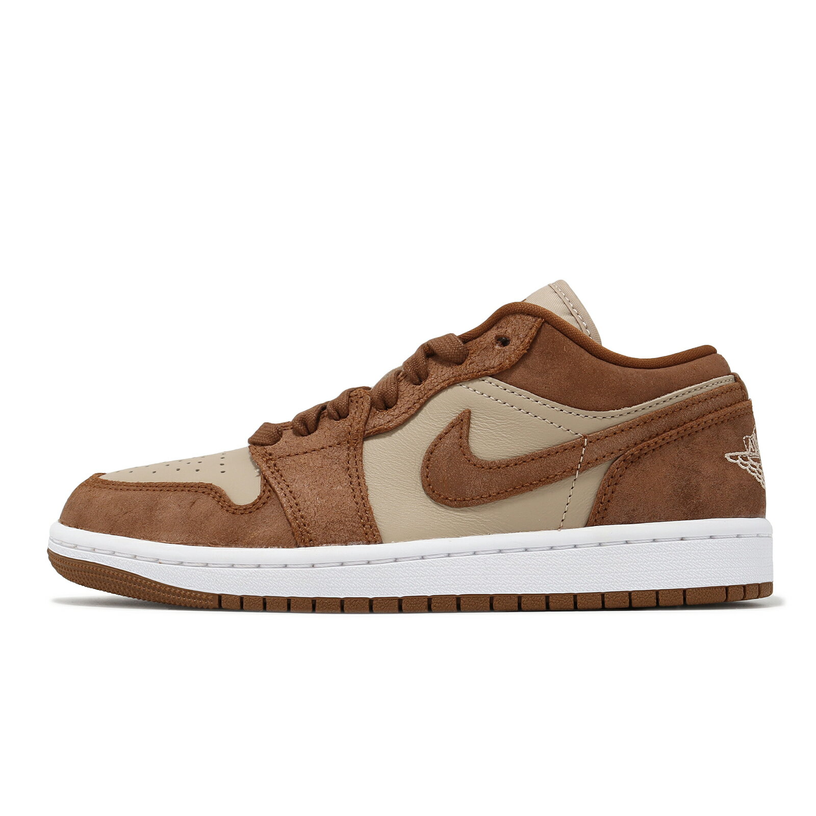 Nike 休閒鞋 Wmns Air Jordan 1 Low SE 女鞋 男鞋 棕白 皮革 麂皮 AJ1 低筒 FJ3453-200