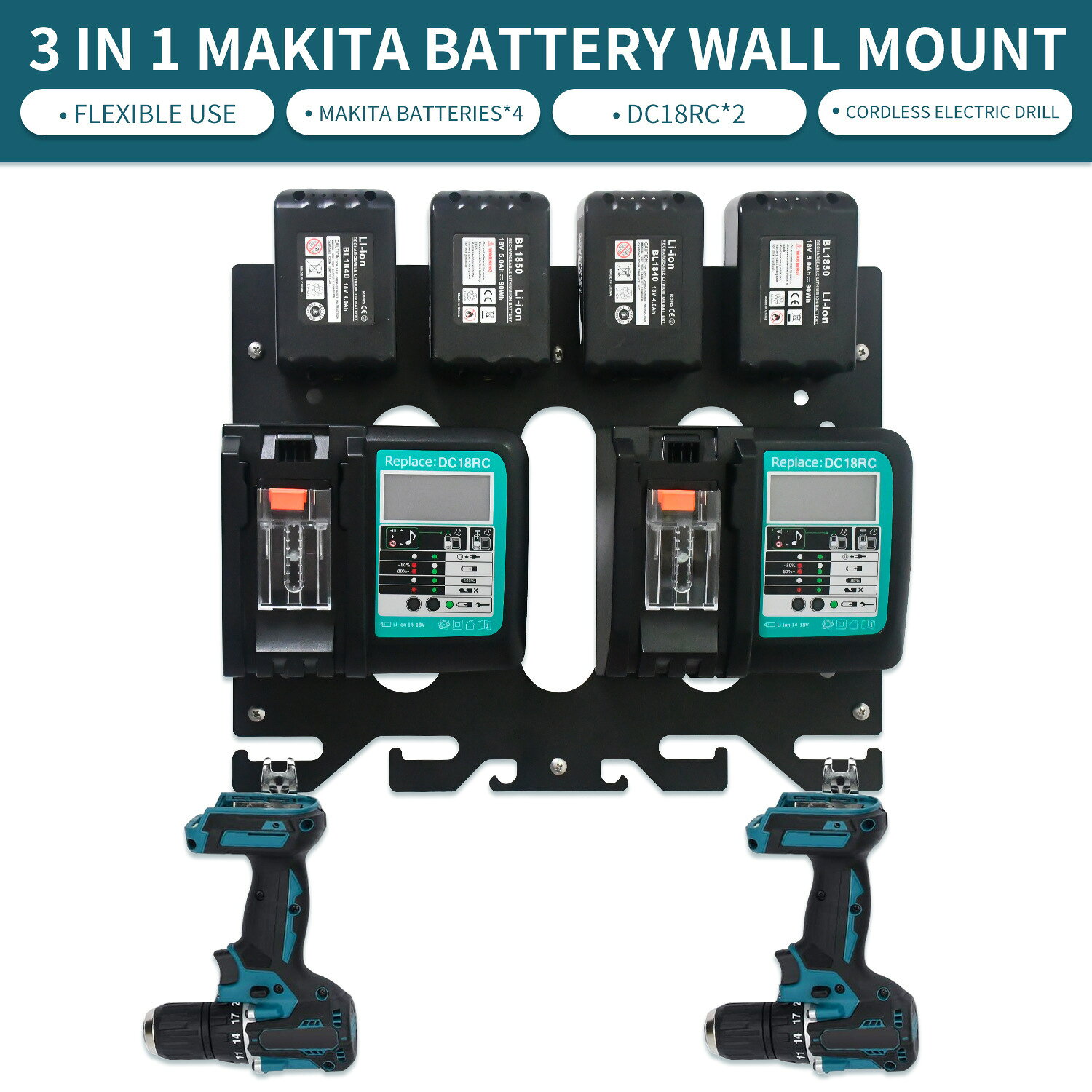 適配牧田電動工具18V14.4V電池充電器支架makitaDC18收納神器