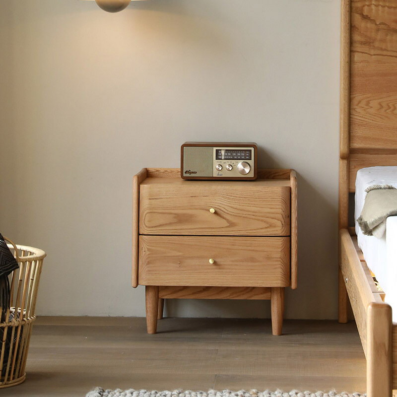 床頭櫃 實木原木黑桃橡木床頭收納臥室家具北歐日式床邊