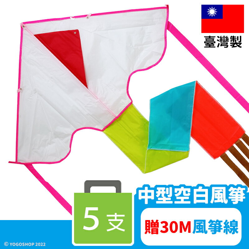 臺灣製 中型空白風箏 /一袋5支入(定160) 彩繪風箏 彩色尾巴 DIY風箏 三角風箏